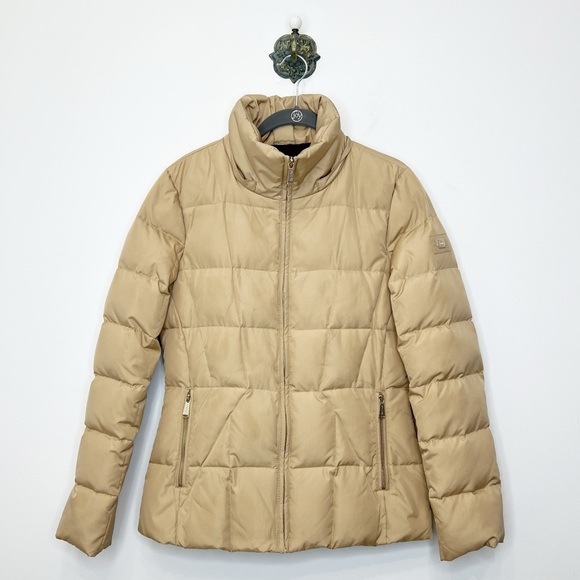 Calvin Klein Tan Duck Down Fill Quilted Puffer Coat Winter Women’s Size XS - Picture 1 of 13